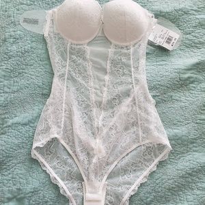 David's Bridal Strapless Lace Low Back Bodysuit